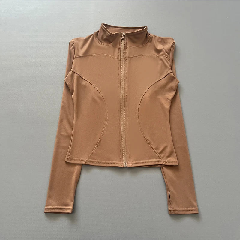 Damen Sportjacke mit Stehkragen & Reißverschluss Lange Ärmel