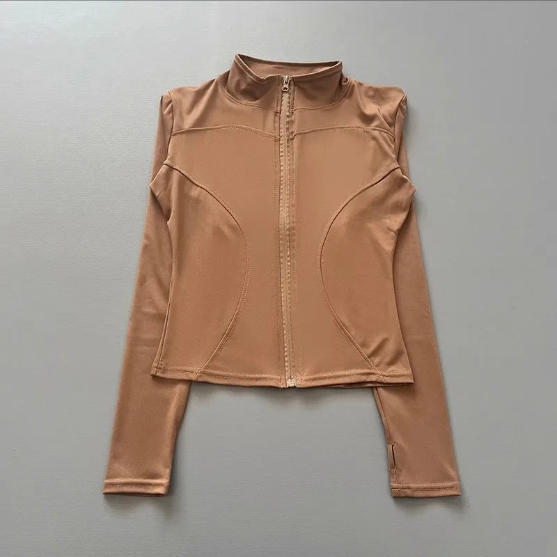 Damen Sportjacke mit Stehkragen & Reißverschluss Lange Ärmel