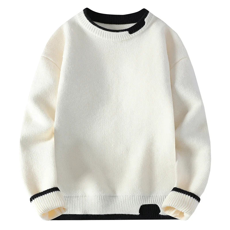 Unisex tweekleurige trui met ronde hals, gebreid, zacht materiaal