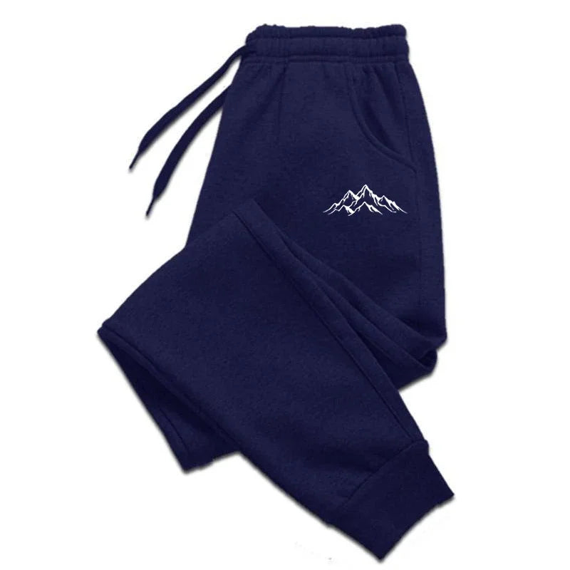 Unisex Jogginghose mit Kordelzug und Berg-Print, bequeme Freizeithose