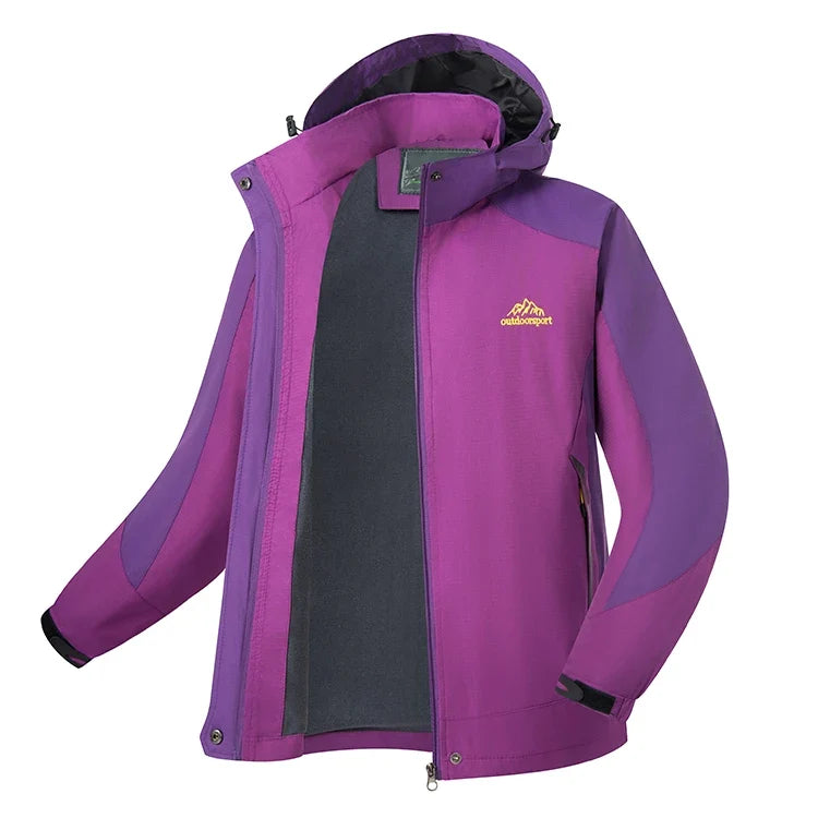 Damen Outdoorjacke mit Kapuze Winddicht Wasserabweisend 3-in-1 System