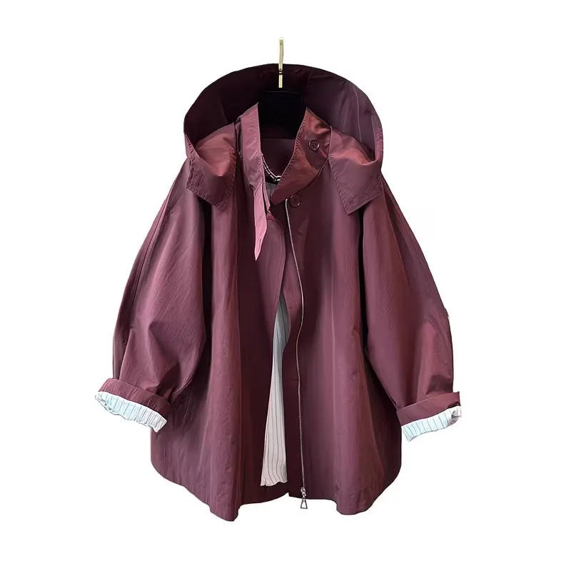 Damen Übergangsjacke mit Kapuze und Stehkragen