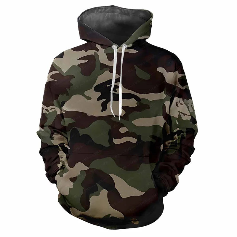 Hoodie met capuchon, camouflagepatroon, kangoeroezak, unisex