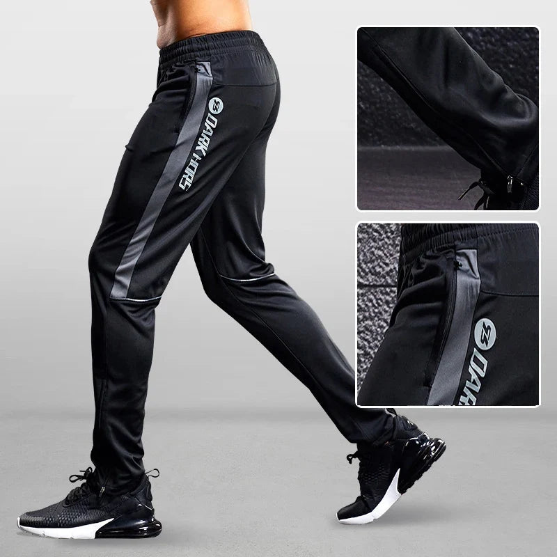 Herren Sport Trainingshose Schwarz mit Farbstreifen Jogginghose Reißverschlusstaschen