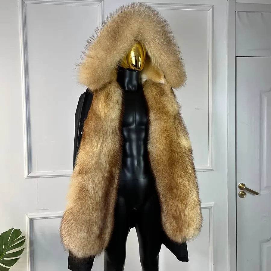 Herren Winterparka Schwarz mit Plüschfutter Kapuze