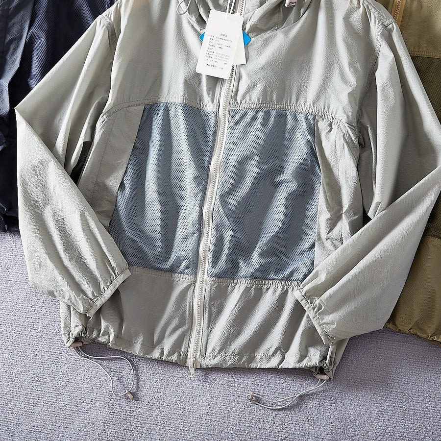 Unisex Kapuzenjacke leicht mit Reißverschluss und Netzeinsätzen