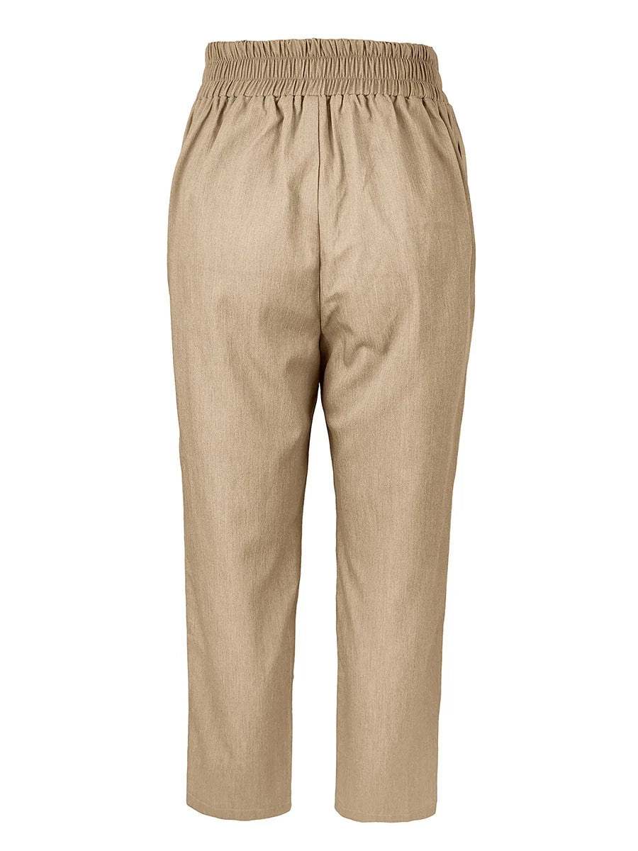 Damen Ärmelloses Oberteil & Weite Hose Set in Khaki