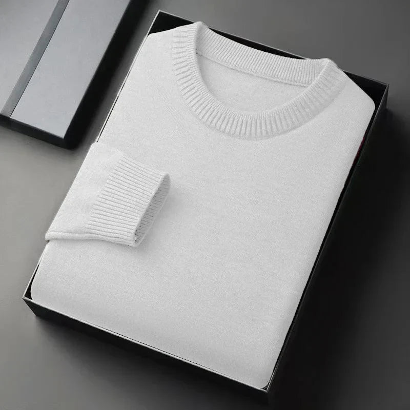 Unisex gebreide pullover met ronde hals en geribde boorden