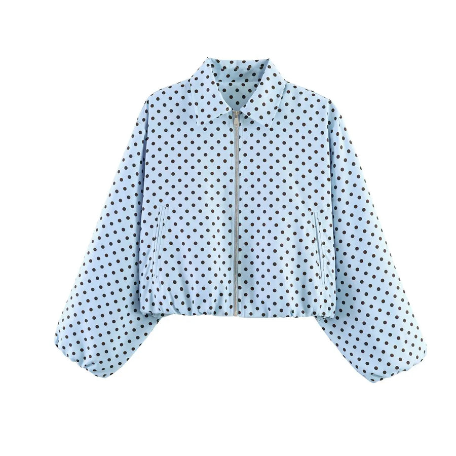 Damen Kurzjacke mit Reißverschluss, Kragen und Gummizugsaum