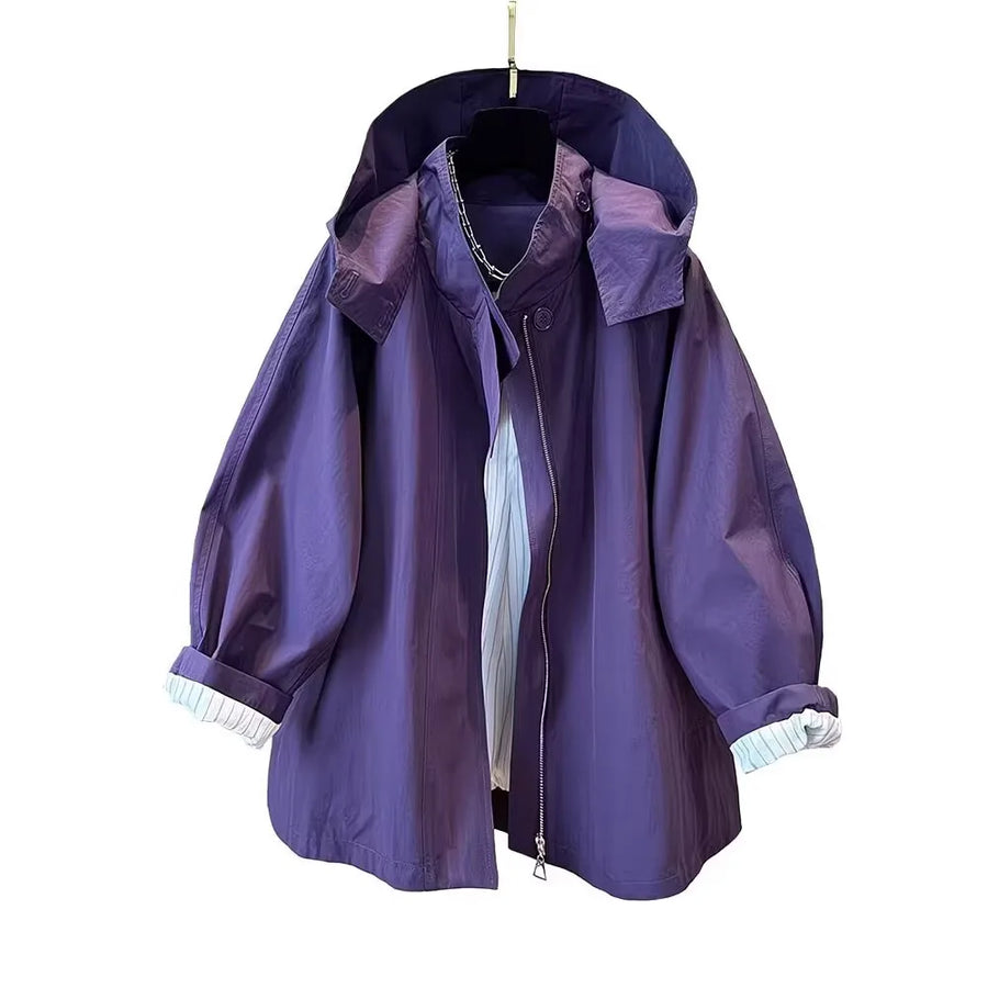 Damen Übergangsjacke mit Kapuze und Stehkragen
