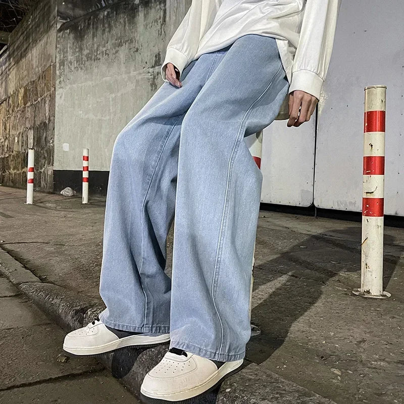 Loose Fit Jeans Herren Weites Bein Lässige Freizeithose Straight Leg