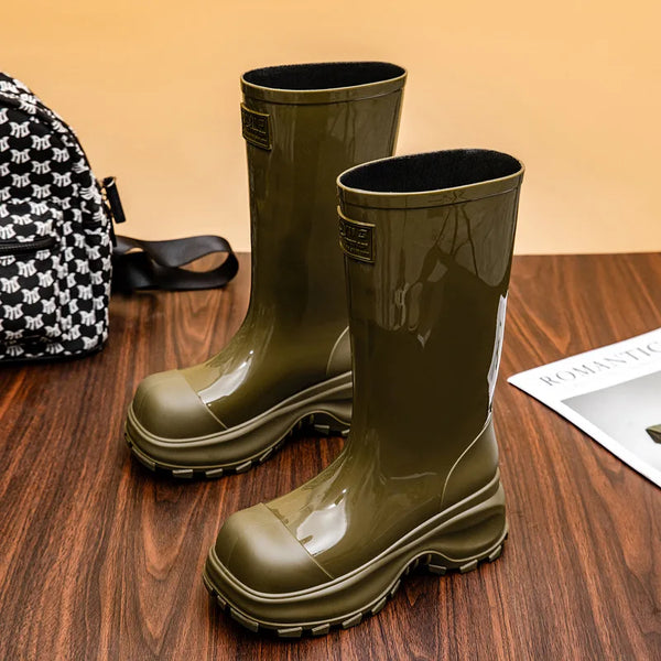 Unisex Gummi-Regenstiefel glänzend hoch geschnitten mit Profilsohle