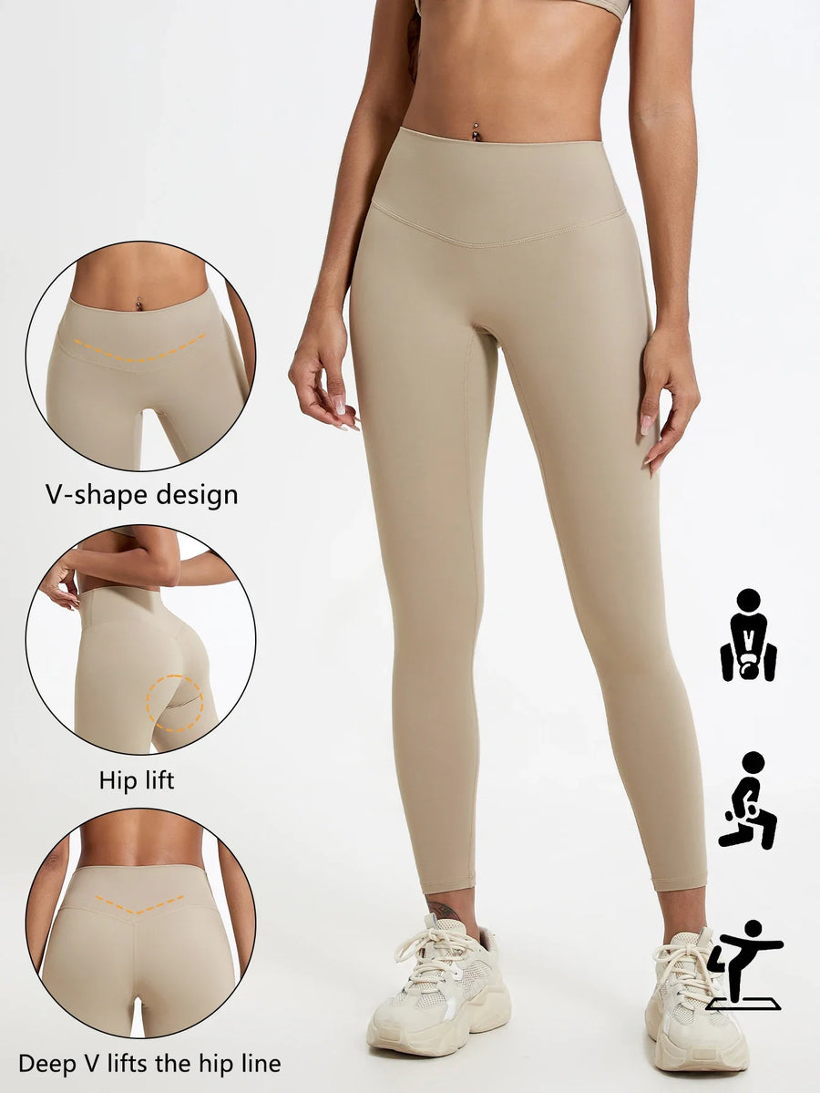 Sportlegging voor dames met hoge taille, V-design en liftend effect voor de billen