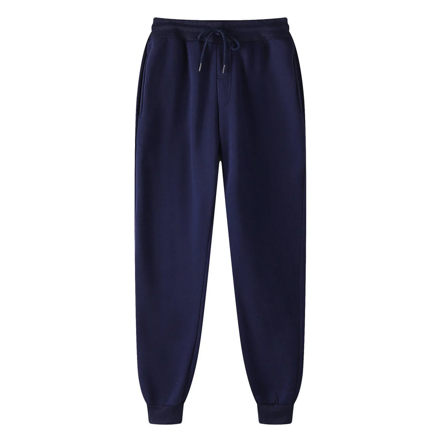 Uniseks joggingbroek van fleece, warm voor de winter, met boorden, zijzakken en trekkoord, zwart grijs wit