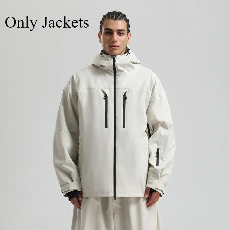 Winter Skijacke Snowboardjacke mit Kapuze und Reißverschlüssen Herren