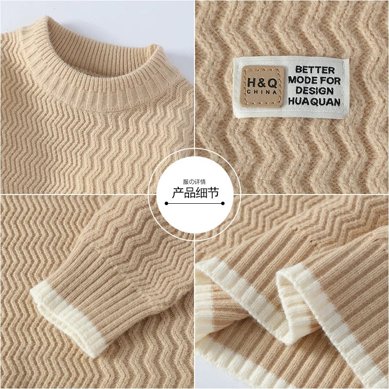 Mockneck-trui voor heren met golvend patroon en contrasterende strepen