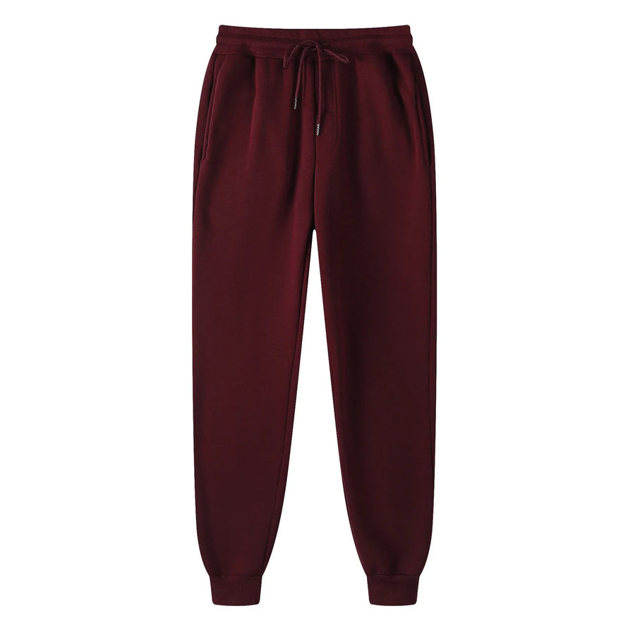 Uniseks joggingbroek van fleece, warm voor de winter, met boorden, zijzakken en trekkoord, zwart grijs wit