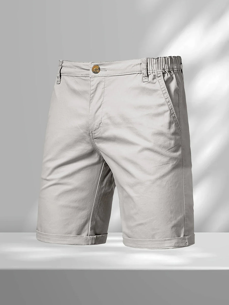 Chinoshorts voor heren met elastische tailleband en knoopsluiting