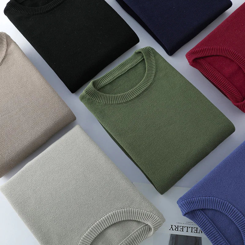 Herren Rundhals Pullover Basic Strickpullover Langarm