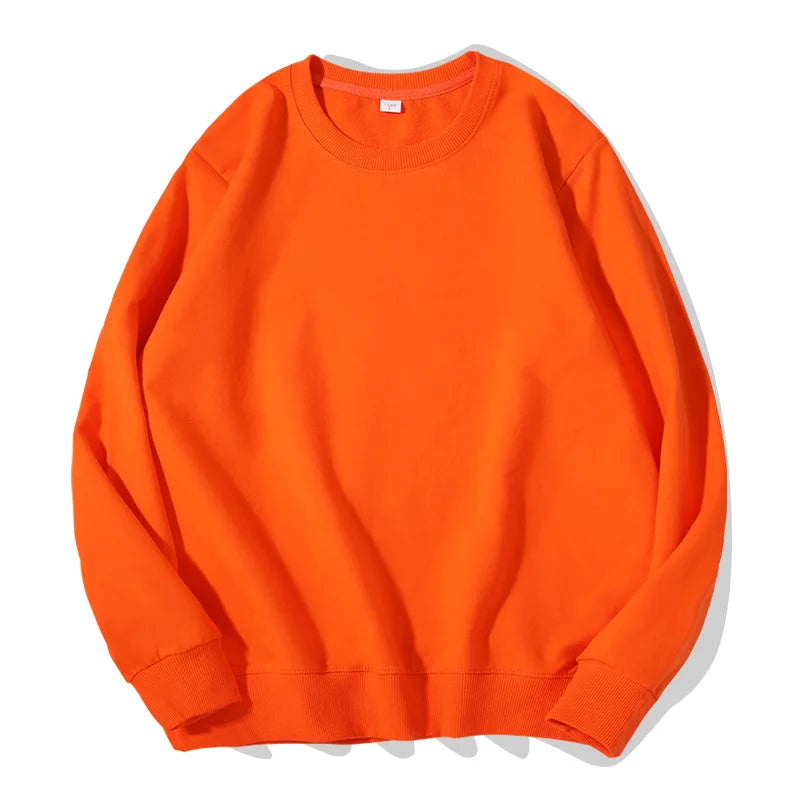 Unisex basic sweatshirt met ronde hals, lange mouwen, effen, geribde boorden, casual trui