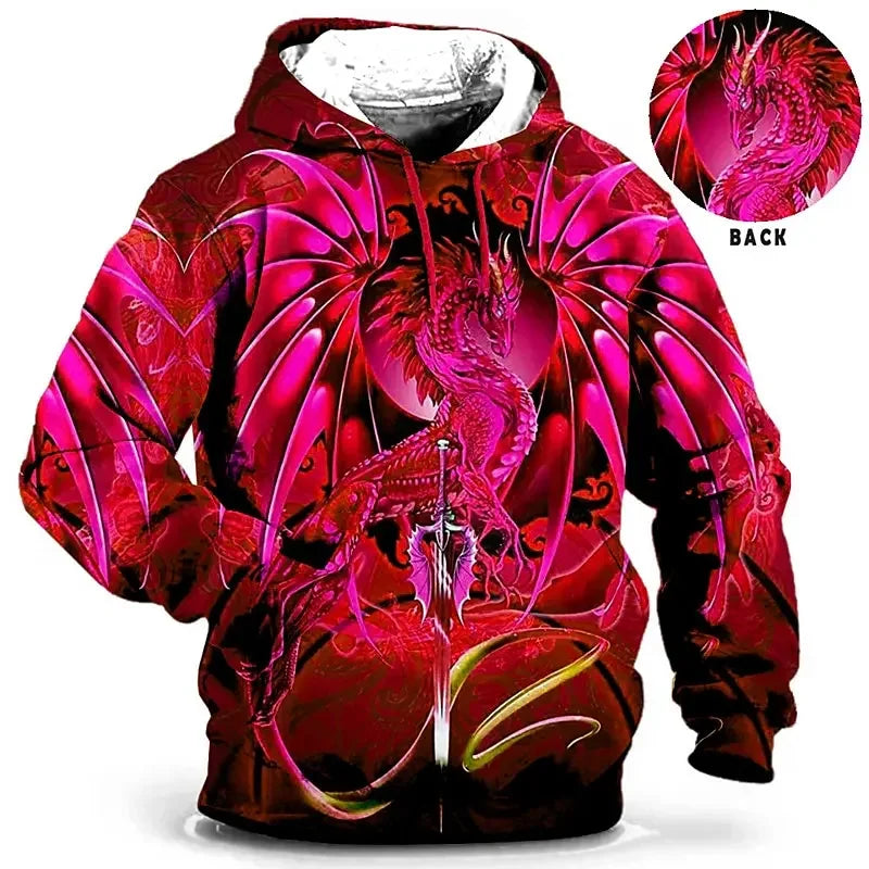 Hoodie met drakenmotief en rits, blauw