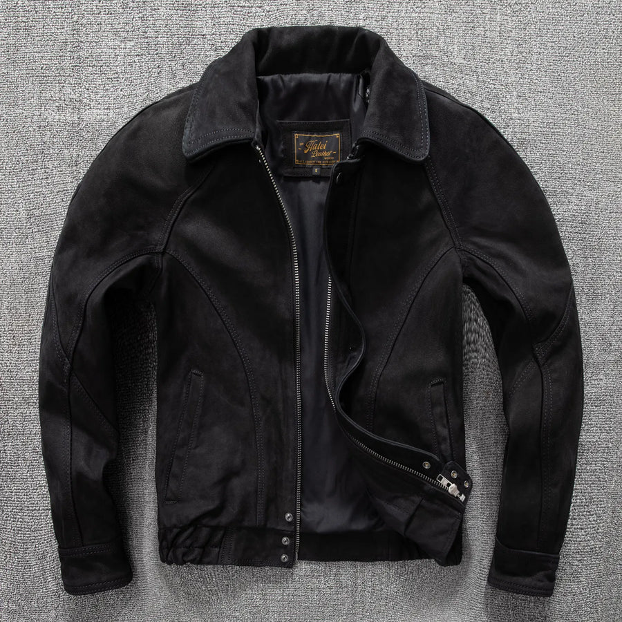 Herren Jacke Schwarz mit Reißverschluss und Kragen
