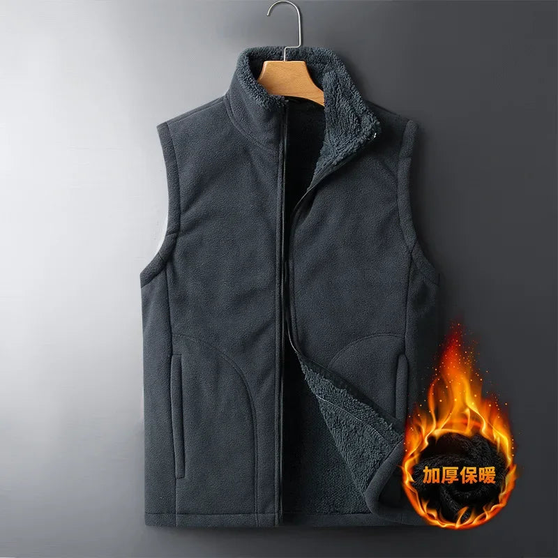 Uniseks fleecebodywarmer met teddyvoering, opstaande kraag en ritssluiting