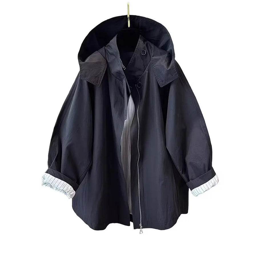Damen Übergangsjacke mit Kapuze und Stehkragen