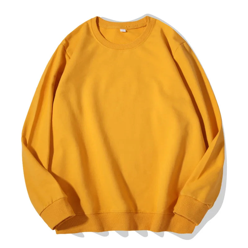 Unisex basic sweatshirt met ronde hals, lange mouwen, effen, geribde boorden, casual trui