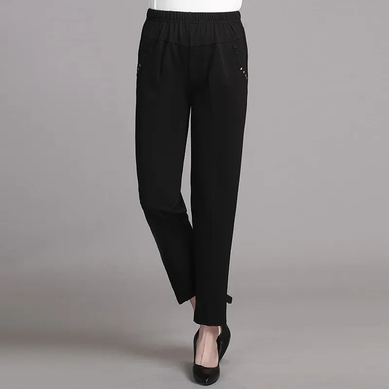 Dames vrijetijdsbroek met elastische tailleband en zakken