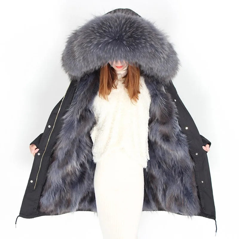 Damen Winterparka mit abnehmbarem Kunstpelzbesatz und Futter