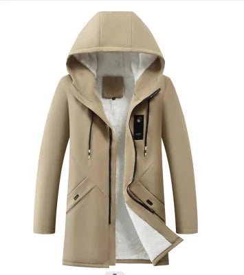Herren Winterjacke mit Kapuze Gefüttert Lang Warm Parka