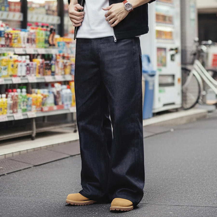 Weite Herren Jeanshose Dunkelblau Gerade Schnitt