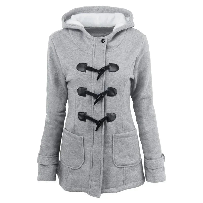 Damen Jacke mit Kapuze Knebelverschluss & Futter