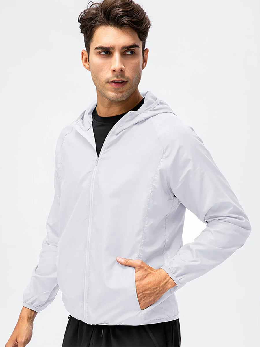 Leichte Kapuzenjacke Windbreaker Faltbar mit Reißverschluss Sportlich Unisex