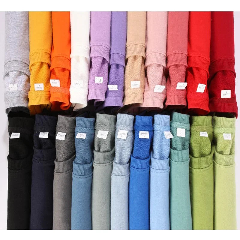 Unisex basic sweatshirt met ronde hals, lange mouwen, effen, geribde boorden, casual trui