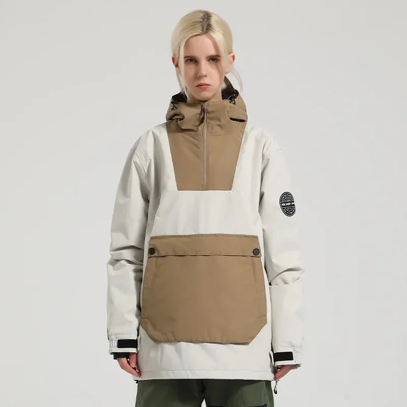 Unisex Anorak Jacke mit Kapuze & Kängurutasche – Wasserdicht aus Synthetik