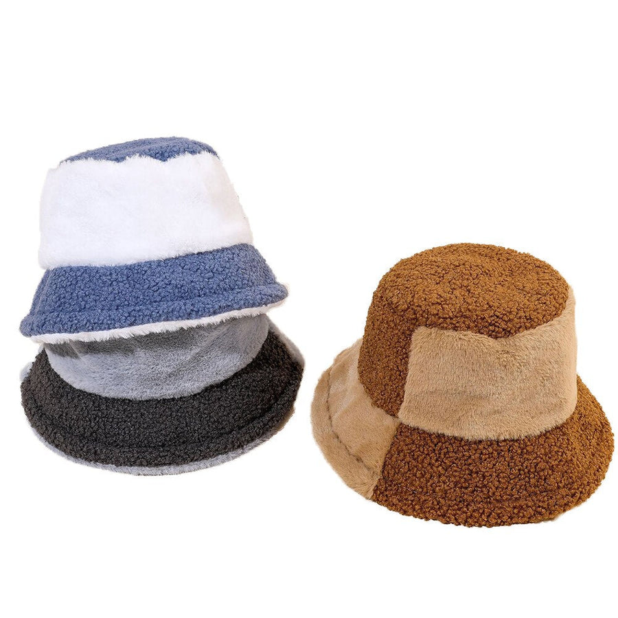 Tweekleurige bucket hat van imitatiebont, zacht gevoerd