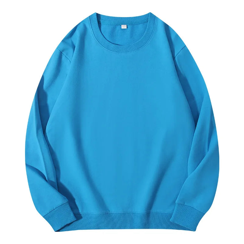 Unisex basic sweatshirt met ronde hals, lange mouwen, effen, geribde boorden, casual trui