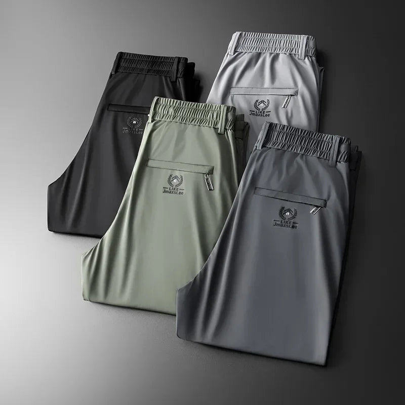 Vrijetijdsbroek voor heren met elastische tailleband en zak met rits