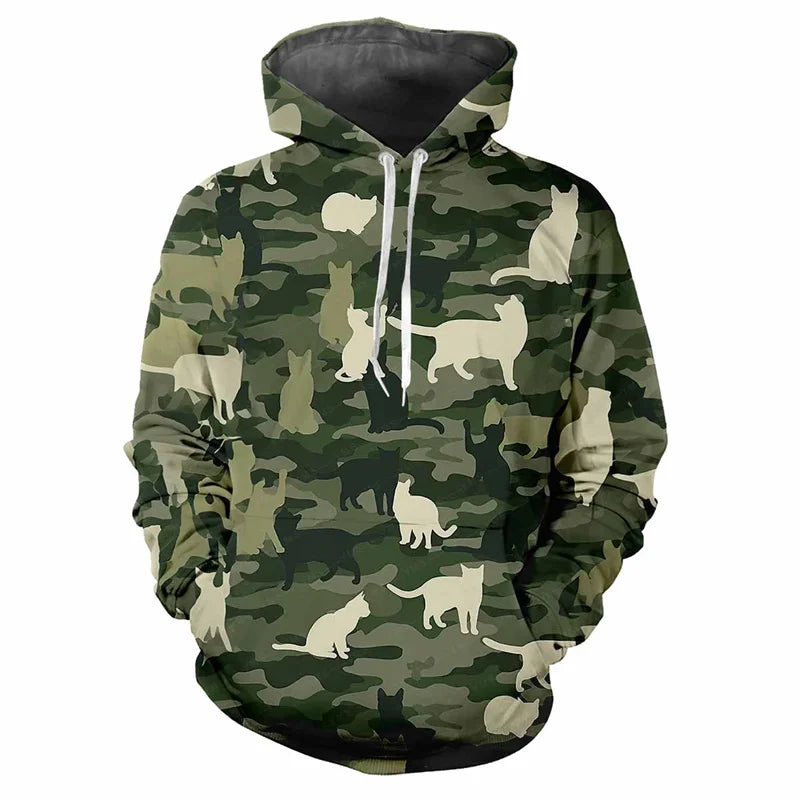 Hoodie met capuchon, camouflagepatroon, kangoeroezak, unisex