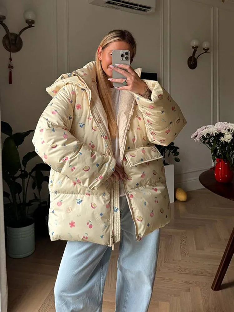 Damen Steppjacke mit Kapuze und passender Mütze, gefüttert