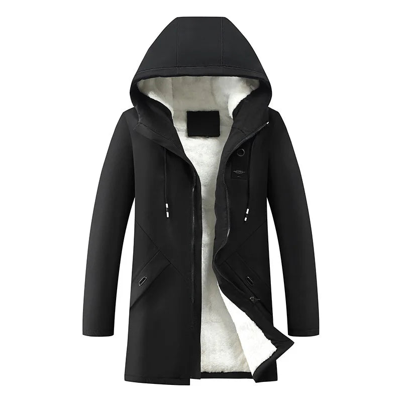 Herren Winterjacke mit Kapuze Gefüttert Lang Warm Parka