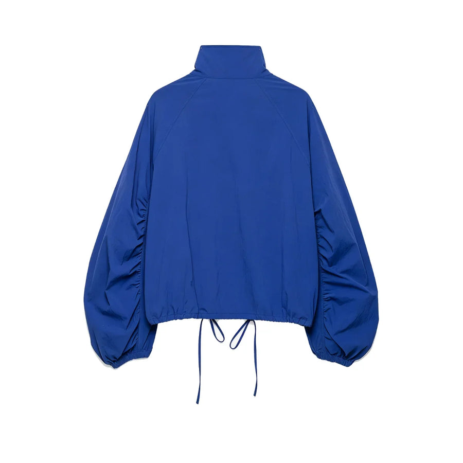 Damen Blouson Jacke Blau Stehkragen Knopfleiste Lange Ärmel