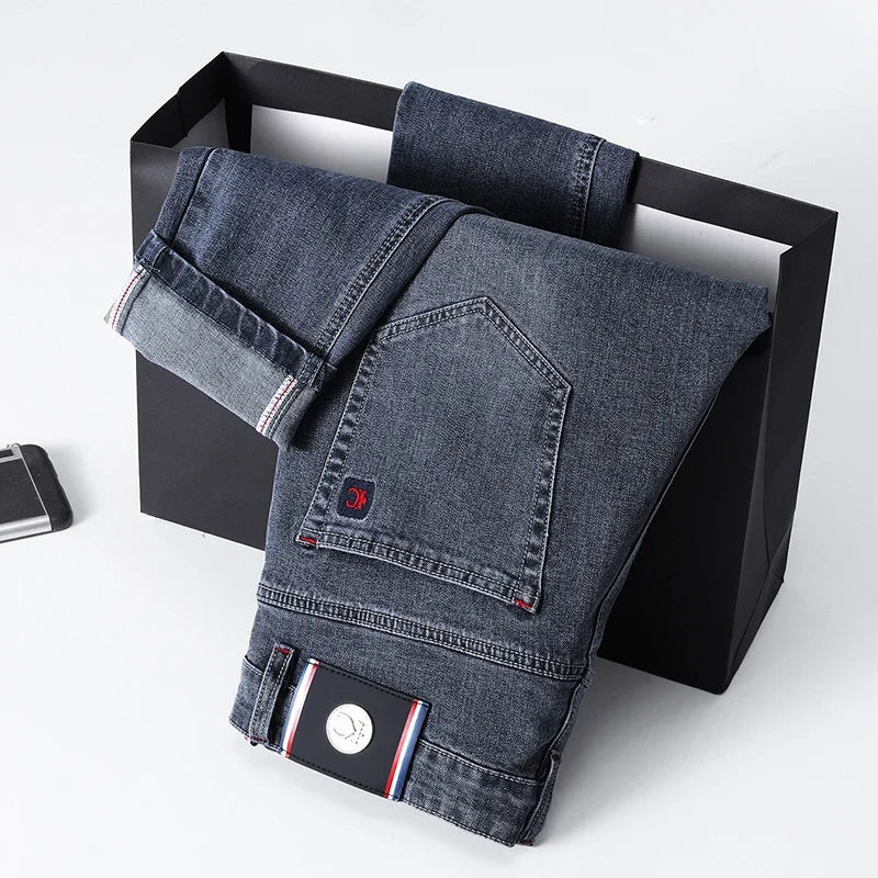 Donkergrijze jeans voor heren, regular fit, denim