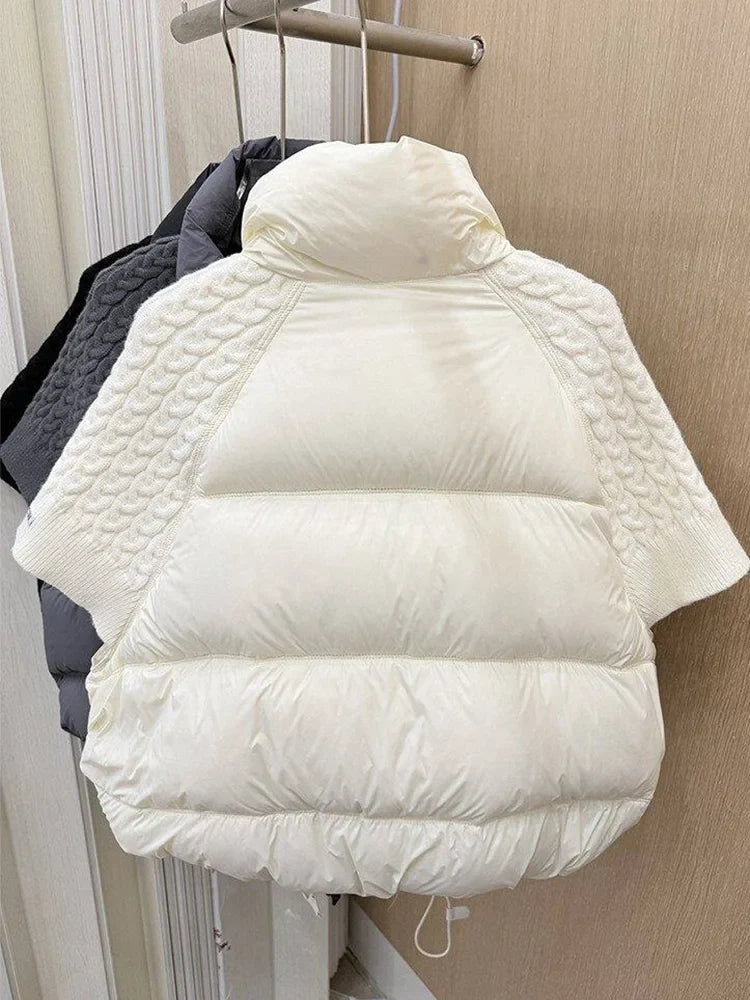 Damen Steppweste mit Strickärmeln und Stehkragen - Warme Puffer Weste