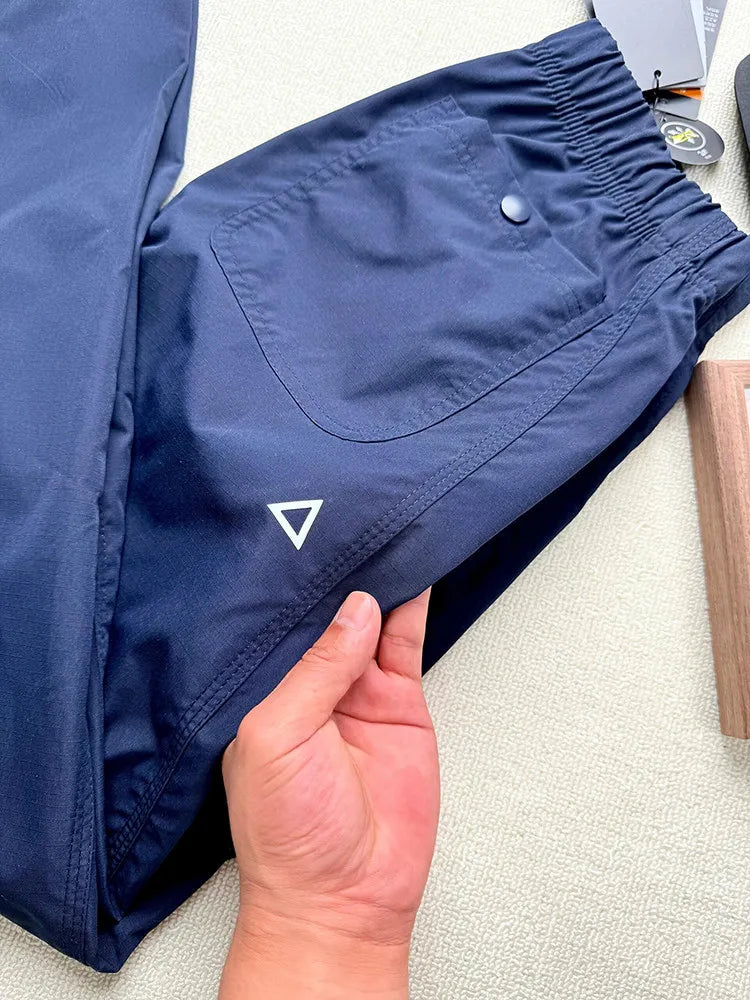 Vrijetijdsbroek met elastische tailleband en zijzak, marineblauw