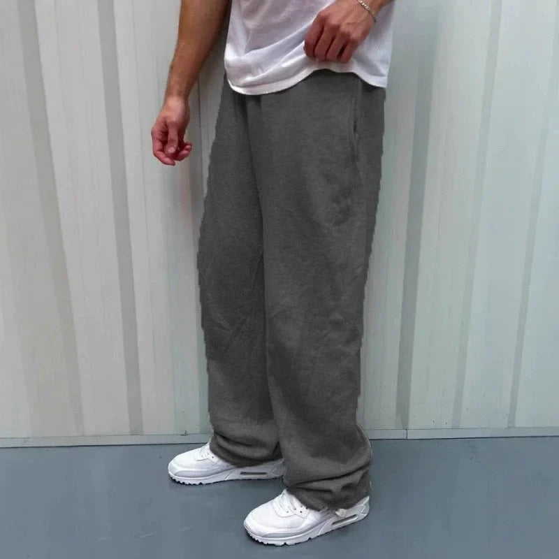 Zwarte unisex joggingbroek met wijde pijpen en trekkoord