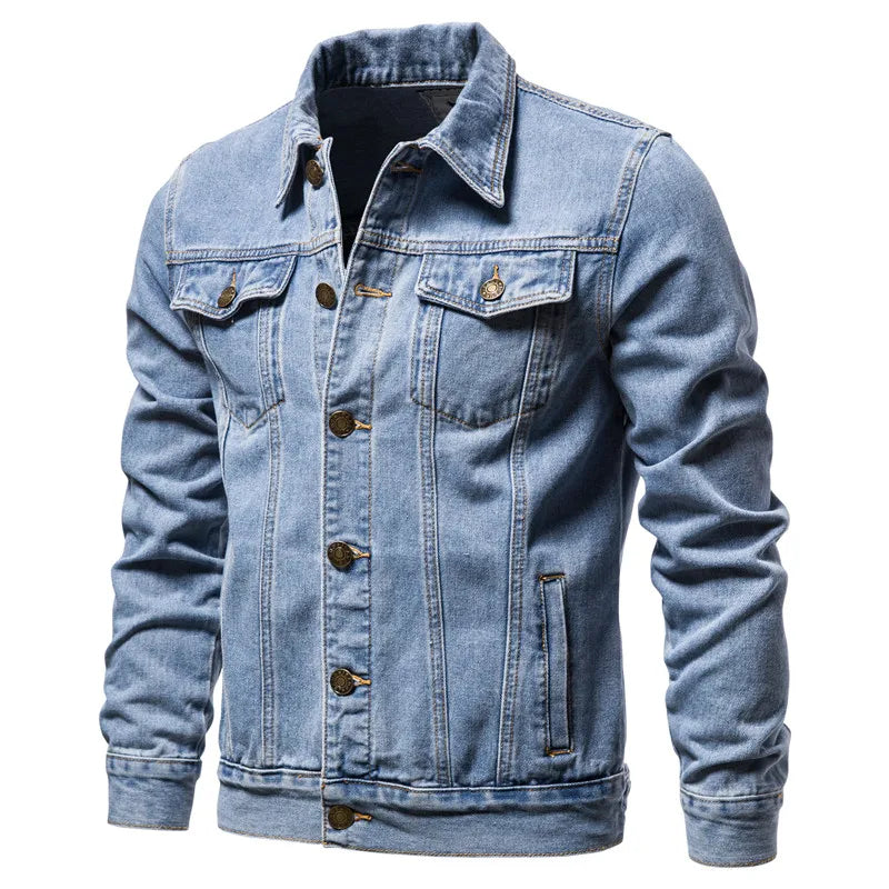 Jeansjacke Herren im Denim-Look mit Knopfverschluss und Brusttaschen