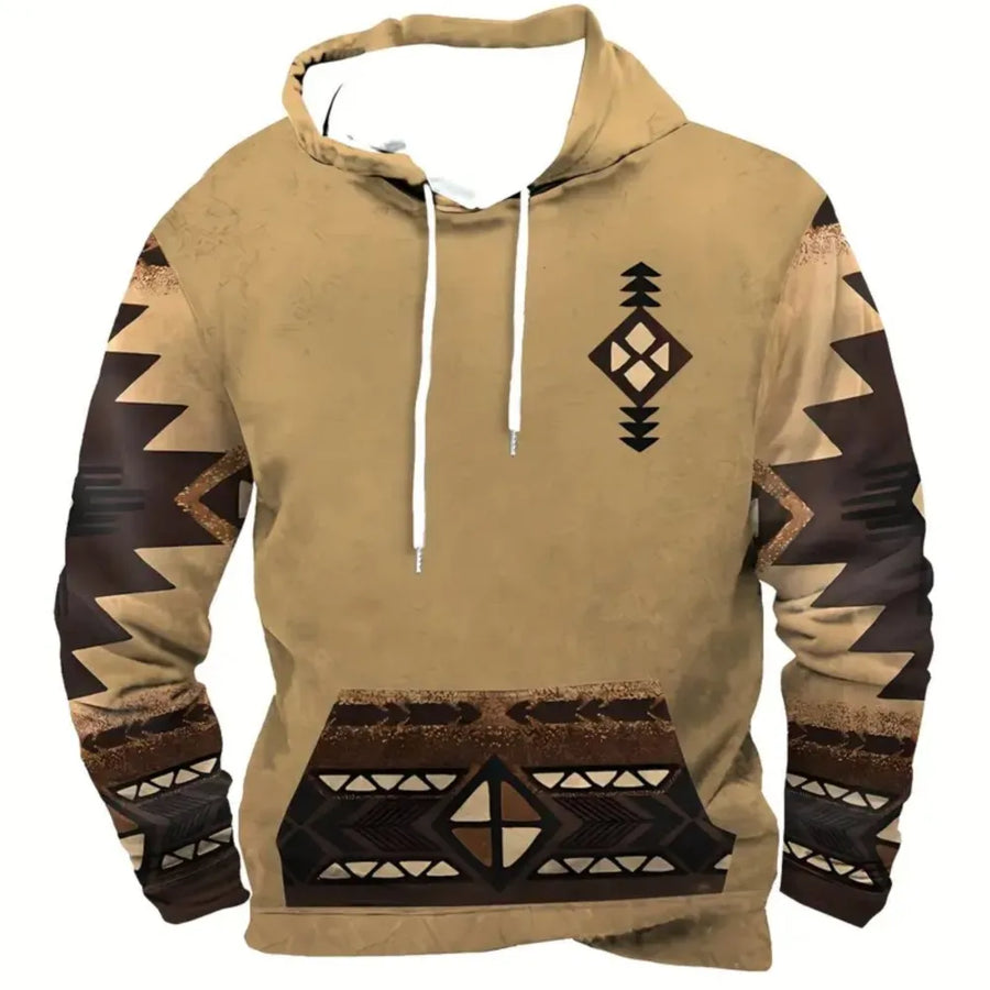 Hoodie mit Motivdruck, Kängurutasche, Kapuze und Kordelzug